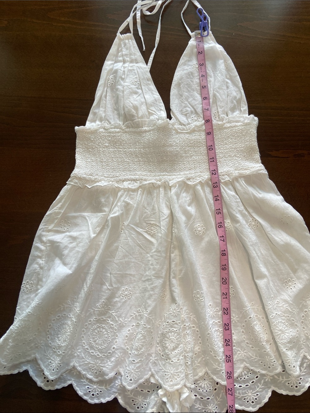 Urban Outfitters Millie White Eyelet Smocked Romper, size L. NWT - Picture 10 of 16